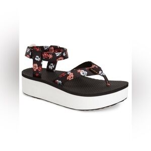 Teva Black and White Platform Sandals with Sporty Straps
